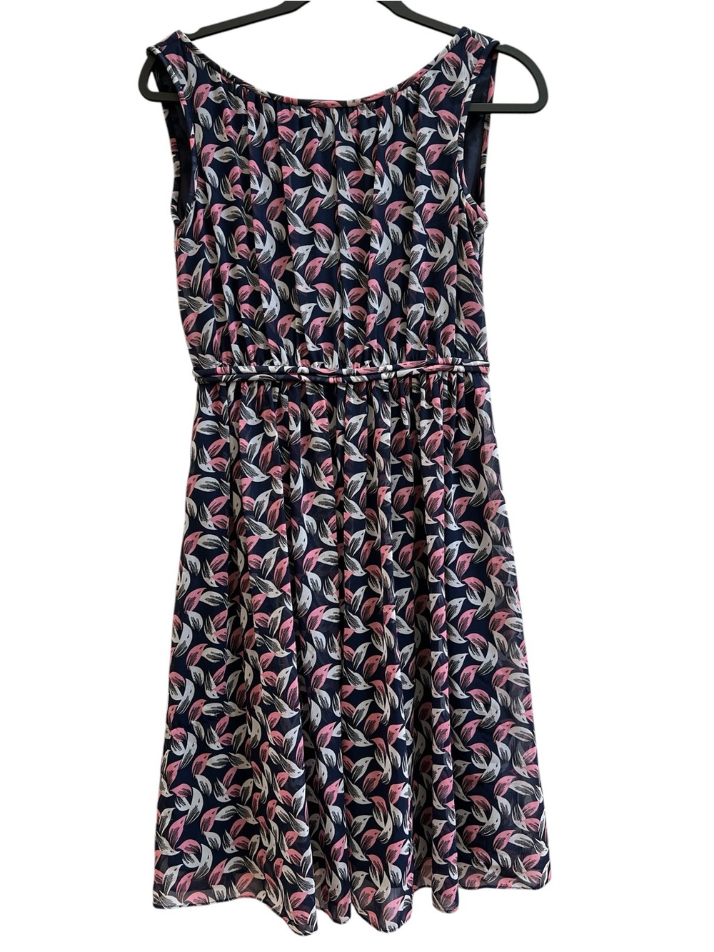 Boden 4P Petite Navy Pink Abstract Print Fit & Flare Feminine Whimsical British - Picture 2 of 7
